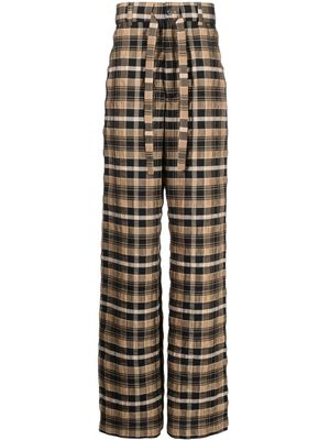 Nanushka pantalon droit à carreaux - Marron