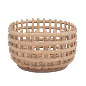 Mand keramiek groot - beige - ø23x11 cm