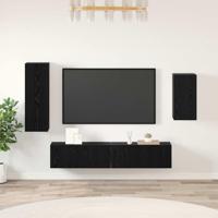 Tv-meubelset 4 pcs Zwart eiken 30.5 x 30 x 90 cm Bewerkt hout