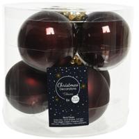 Kerstballen - 6x st - mahonie bruin - 8 cm - glas - kerstversiering Kerstballen - 6x st - mahonie bruin - 8 cm - glas - kerstversiering