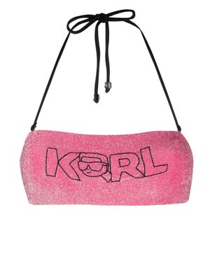 Karl Lagerfeld haut de bikini Ikon 2.0 Lurex Bandeau - Rose