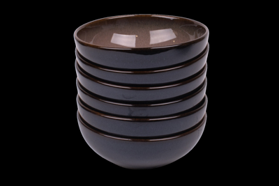 Set van 6 schaaltjes - 15,5 cm - Vila Nova - blauw met roze - Portugees stoneware