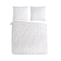 Pure Dekbedovertrek "luxe stiksel plooien" - Wit - (200x200/220 cm) - Microfiber