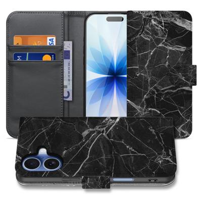 Marmer Zwart Luxe Book Case Apple iPhone 17