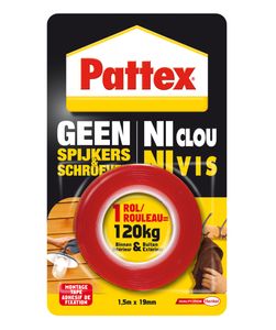 Pattex montagetape Geen Spijkers & Schroeven, ft 1,5 m x 19 mm, draagt tot 120 kg, blisterverpakking