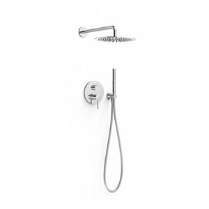 Regendoucheset Inbouw Tres Study Exclusive Rond 30 cm Met Wandarm en Handdoucheset met Staafhanddouche Rapid Box Chroom Tres