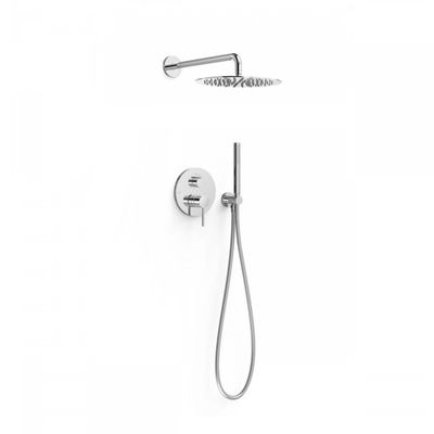 Regendoucheset Inbouw Tres Study Exclusive Rond 30 cm Met Wandarm en Handdoucheset met Staafhanddouche Rapid Box Chroom Tres