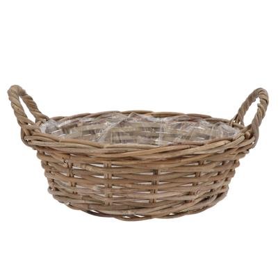Plantenmand/aardappelmand tafelmodel - Ivy - met handvatten - rotan - B35 x H13 cm - binnen/buiten