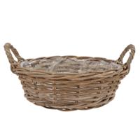 Plantenmand/aardappelmand tafelmodel - Ivy - met handvatten - rotan - B35 x H13 cm - binnen/buiten Plantenmand/aardappelmand tafelmodel - Ivy - met handvatten - rotan - B35 x H13 cm - binnen/buiten