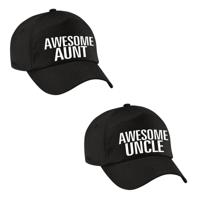 Awesome Aunt en Uncle petjes - zwart - Cadeau petten set - voor Oom en Tante