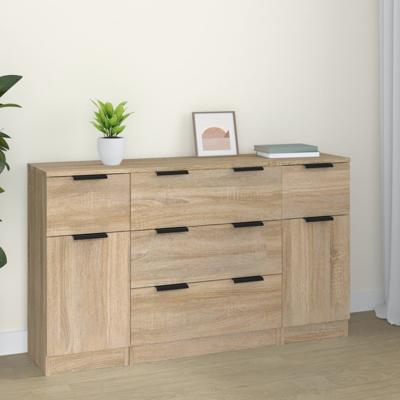 3-delige Dressoirset bewerkt hout sonoma eiken