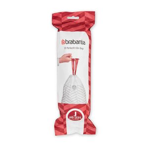 Brabantia PerfectFit afvalzak met trekbandsluiting code J, 20-25 liter, 10 stuks/rol - White