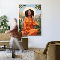 Urban Cotton Wandkleed 'Mia' 145 x 190cm in Frame - black