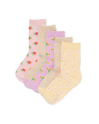 HEMA Kindersokken bloemen - 5 paar lila (lila)