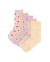 HEMA Kindersokken bloemen - 5 paar lila (lila)