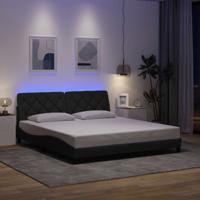 Bedframe met LED zonder matras 180x200 cm stof donkergrijs
