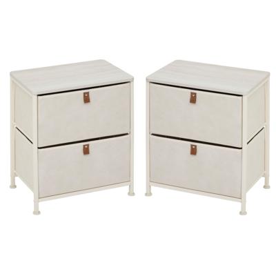 5FIVE Nachtkastje Pisa - 2x stuks - 45 x 30 x 51 cm - beige - slaapkamer - opbergen