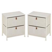 5FIVE Nachtkastje Pisa - 2x stuks - 45 x 30 x 51 cm - beige - slaapkamer - opbergen