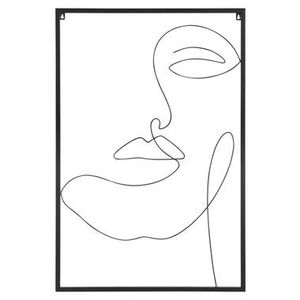 Wanddeco Face - zwart - metaal - 60x40 cm - Leen Bakker