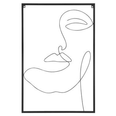 Wanddeco Face - zwart - metaal - 60x40 cm