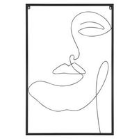 Wanddeco Face - zwart - metaal - 60x40 cm - Leen Bakker - thumbnail