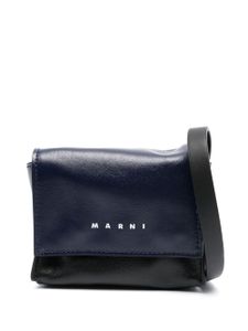 Marni sacoche en cuir à logo imprimé - Noir