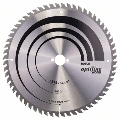Bosch Accessories Optiline 2608640651 Hardmetaal-cirkelzaagblad 315 x 30 x 3.2 mm Aantal tanden: 60 1 stuk(s)