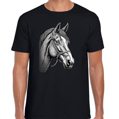Cadeau T-shirt heren - boerderijdieren liefhebber - zwart - paard