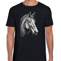 Cadeau T-shirt heren - boerderijdieren liefhebber - zwart - paard