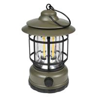 Benson Stormlantaarn - groen - oplaadbaar - dimbaar - 17 x 10 cm - retro campinglamp   - - thumbnail