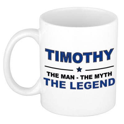 Timothy cadeau mok - man myth legend - naam koffiemok / beker - wit en blauw - 300 ml Timothy cadeau mok - man myth legend - naam koffiemok / beker - wit en blauw - 300 ml