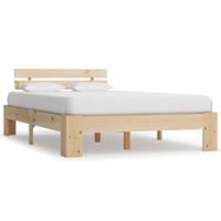 Bedframe met hoofdbord massief grenenhout wit 140x200 cm