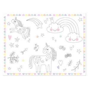 Folat BV Inkleurbare Placemats Unicorns & Rainbows, 6st.