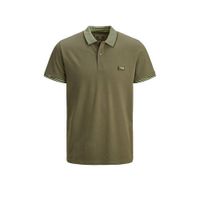JACK & JONES CORE slim fit polo met contrastbies olijfgroen - thumbnail