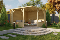 Prieel Mitch 350x350 cm- Puntdak- Onbehandeld vurenhout- Tuindeco