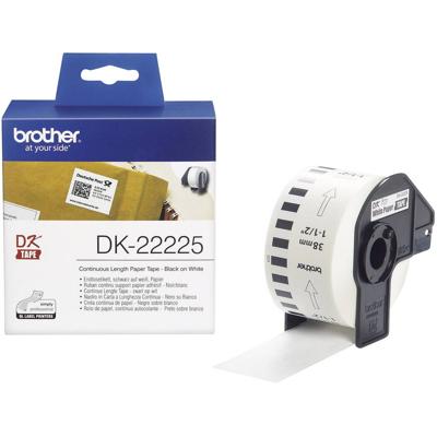 Brother DK-22225 Rol met etiketten 38 mm x 30.48 m Papier Wit 1 stuk(s) Permanent hechtend DK22225 Universele etiketten