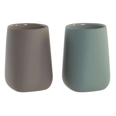 Tandenborstelhouder DKD Home Decor Groen Beige Dolomite 8 x 8 x 11 cm (2 Stuks)