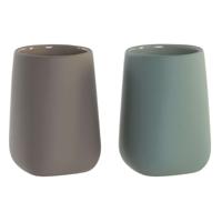 Tandenborstelhouder DKD Home Decor Groen Beige Dolomite 8 x 8 x 11 cm (2 Stuks)