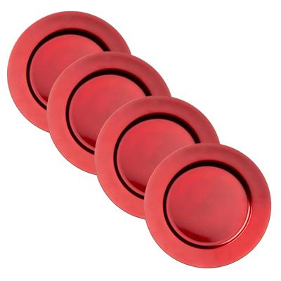 Cepewa Kaarsen bord - 4x - diner onderborden - rood - Dia 33 cm - Kaarsenbord - Kunststof