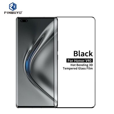 Voor Honor V40 PINWUYO 9H 3D Hot Bending Tempered Glass Film (Zwart)