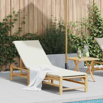 Ligstoel met kussens 55x199x30 cm bamboe
