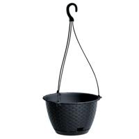 Prosperplast Plantenpot - hangend - kunststof - antraciet - D22 x H14 cm - bloempot