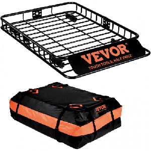 VEVOR imperiaalmand autodakmand universeel 1305 x 915 x 127 mm, imperiaalkuip inclusief tas 90 kg draagvermogen relingdrager cargo bagagerek zwart voor kamperen, reizen etc.