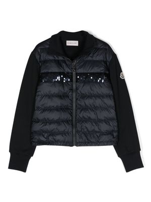 Moncler Enfant Gevoerd jack met pailletten - Blauw Moncler Enfant Gevoerd jack met pailletten - Blauw