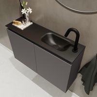 Mondiaz Ture 80cm toiletmeubel dark grey met wastafel urban rechts 1 kraangat - thumbnail