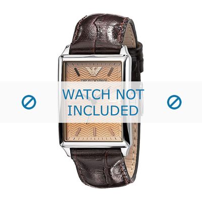 Armani horlogeband AR0408 Leder Bruin 20mm + bruin stiksel