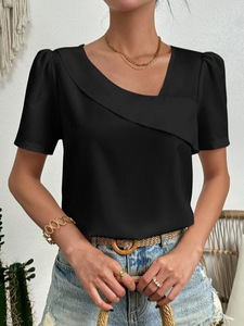 Casual Asymmetrical Plain Shirt