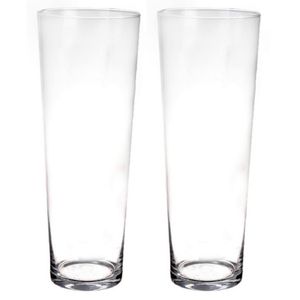 2x Conische vaas glas 50 cm