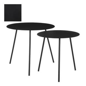 Mica Decorations Pontus Bijzettafel - Set van 2 - H45 x Ø55 cm - Zwart