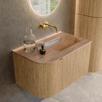 Badmeubel Mondiaz Kurve-Dlux | 75 cm | Meubelkleur Oak | Wastafelkleur Saba | Solid surface | Wasbak rechter zijde spoelbak | Zonder kraangat(en) Badmeubel Mondiaz Kurve-Dlux | 75 cm | Meubelkleur Oak | Wastafelkleur Saba | Solid surface | Wasbak rechter zijde spoelbak | Zonder kraangat(en)